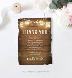 Editable Rustic Wood Thank You Card Baby Shower Bridal Shower Birthday Insert Card Note String Lights Download Corjl Template Printable 0015