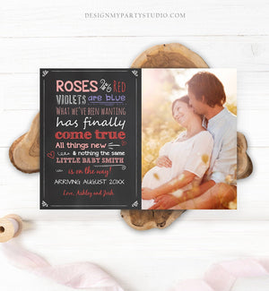 Editable Valentine Pregnancy Announcement Grandparents Pregnancy Reveal Card Roses are Red Instant Download Printable Template Corjl 0296