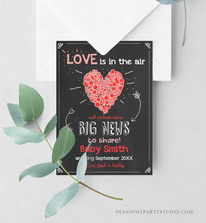 Editable Valentine Pregnancy Announcement Grandparents Pregnancy Reveal Card Love is in The Air Download Printable Template Corjl 0297