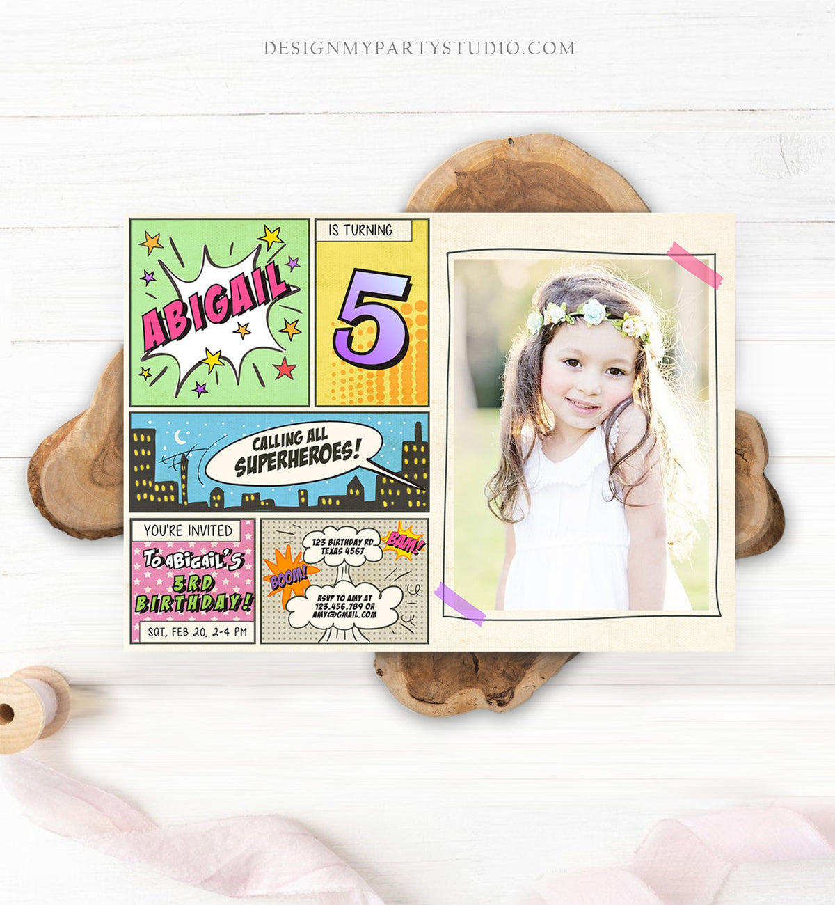 Editable Superheroes Birthday Invitation Superhero Birthday Invite Girl Comic Book Hero Calling All Download Printable Corjl Template 0300