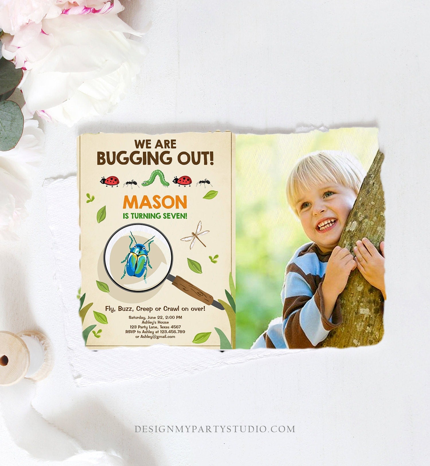 Editable Bug Birthday Invitation Insect Party We Are Bugging Out bug Hunt Bugs Boy Printable Invitation Template Digital Corjl 0090