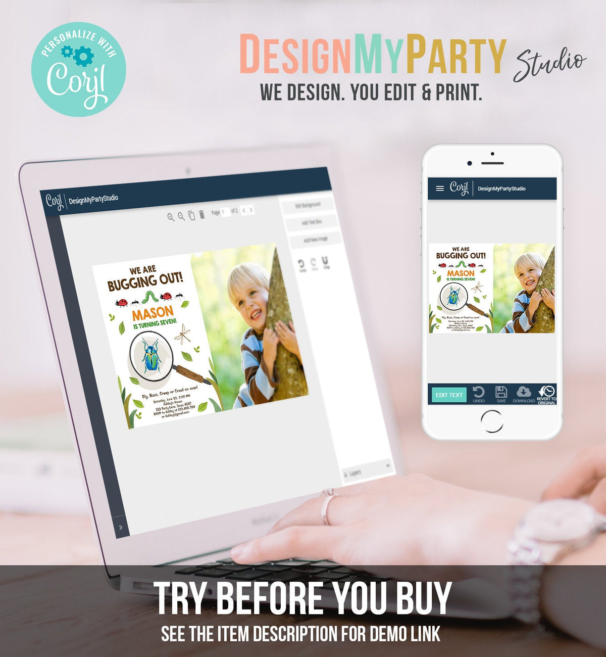 Editable Bug Birthday Invitation Insect Party We Are Bugging Out bug Hunt Bugs Boy Printable Invitation Template Digital Corjl 0090