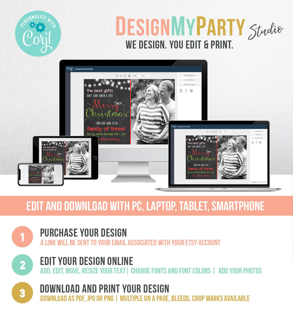 Editable Christmas Pregnancy Announcement Pregnancy Reveal Grandparents Baby Announcement Download Printable Invitation Template Corjl