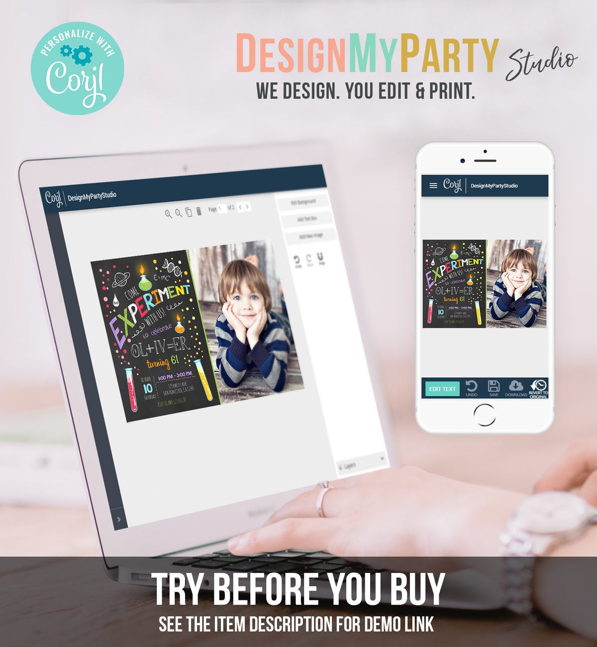 Editable Science Experiment Birthday Invitation Boy Experiment Party Mad Scientist Lab Slime Party Professor Corjl Template Printable 0094