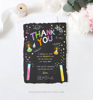 Editable Science Experiment Thank You Card Birthday Girl Party Mad Scientist Lab Slime Party Professor Digital Corjl Template Printable 0094