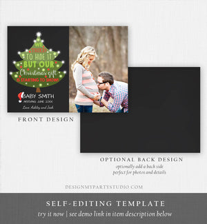 Editable Christmas Pregnancy Announcement Merry Christmas Pregnancy Reveal Tree Grandparents Download Printable Card Template Corjl