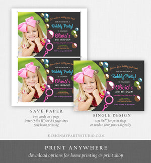 Editable Bubble Birthday Invitation Bubbles Birthday Party Invite Pop Girl Pink Purple Summer Download Printable Template Corjl Digital 0035