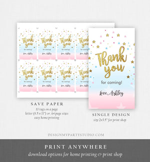 Editable Thank you Tags Little Star Baby Shower Favor tags Twinkle Twinkle Gender Reveal Gold Pink Blue He or She Corjl Template 0235