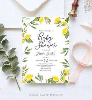 Editable Lemon Baby Shower Invitation Bohemian Citrus Rustic Greenery Summer Floral Lemonade Sprinkle Download Corjl Template Printable 0220