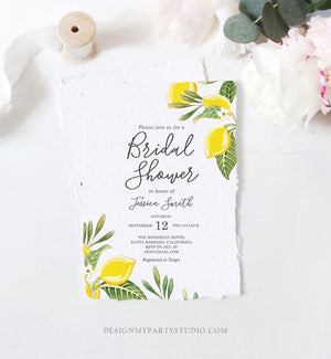 Editable Lemon Bridal Shower Invitation Bohemian Citrus Rustic Greenery Summer Wedding Lemonade Download Corjl Template Printable 0220