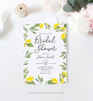 Editable Lemon Bridal Shower Invitation Bohemian Citrus Rustic Greenery Summer Wedding Lemonade Download Corjl Template Printable 0220