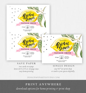 Editable Lemon Bridal Shower Invitation Bohemian Citrus Rustic Greenery Summer Wedding Lemonade Download Corjl Template Printable 0307