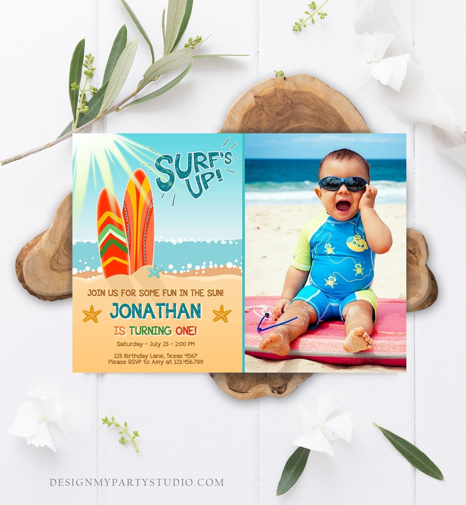Editable Surf Birthday invitation Summer Beach Party Surfboard Boy Surf Party Instant Download Printable Invitation Template Corjl 0241