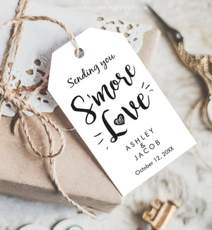 Editable Smore Love tag Template Wedding Favor Tag S'more tags S'mores Gift Tags Rustic Template download Digital PRINTABLE Corjl 0276