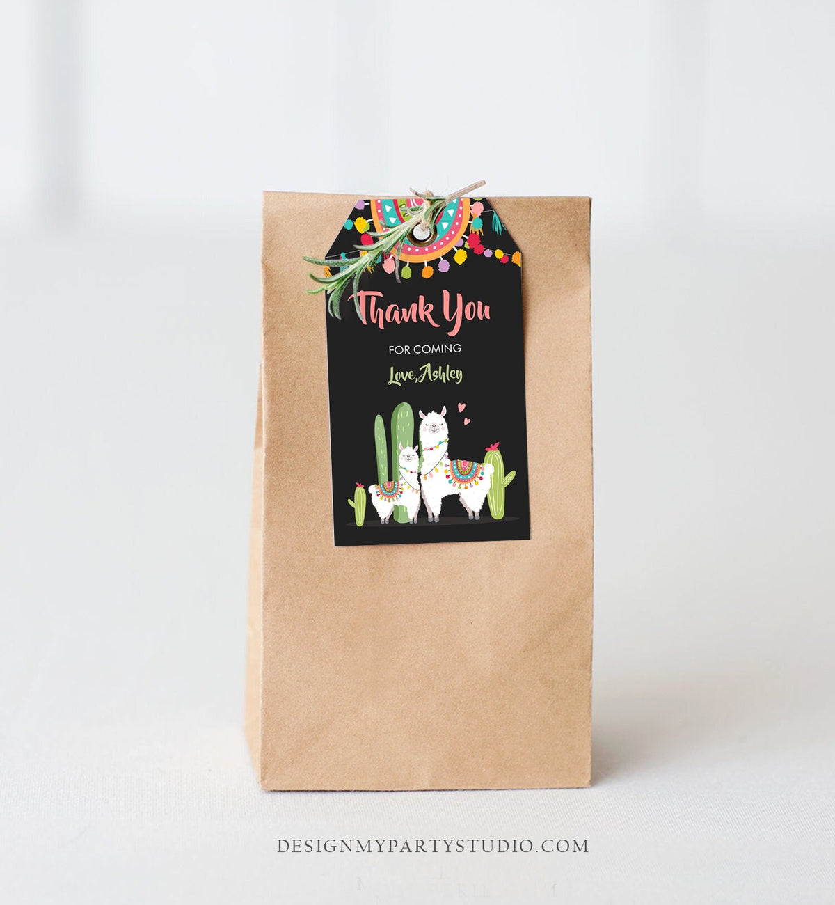 Editable Llama Favor Tags Baby Shower Birthday Llama Thank You Tags Fiesta Cactus Alpaca Mexican Chalk Neutral Download Corjl Template 0079
