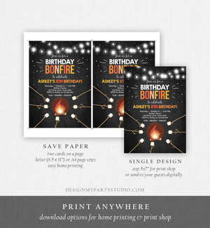 Editable Birthday Bonfire Invitation Camping Smore Fun Cookout Party S'more Birthday Download Printable Invite Template Corjl Digital 0014