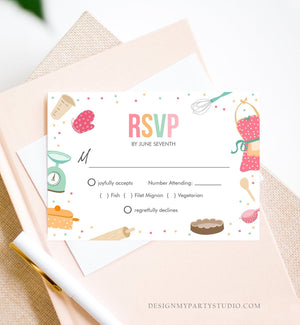 Editable RSVP Card Kitchen Bridal Shower Response Card Kindly Reply Cooking Birthday Chef Download Printable RSVP Card Template Corjl 0219