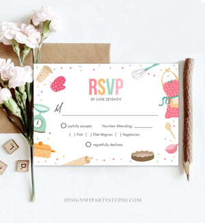 Editable RSVP Card Kitchen Bridal Shower Response Card Kindly Reply Cooking Birthday Chef Download Printable RSVP Card Template Corjl 0219