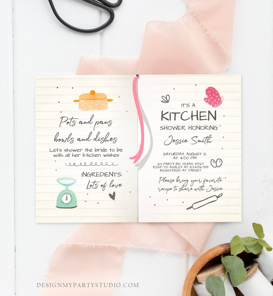Editable Kitchen Bridal Shower Invitation Cooking Invite Stock the Kit - Design My Party Studio editable-kitchen-bridal-shower-invitation-cooking-invite-stock-the-kit-design-my-party-studio