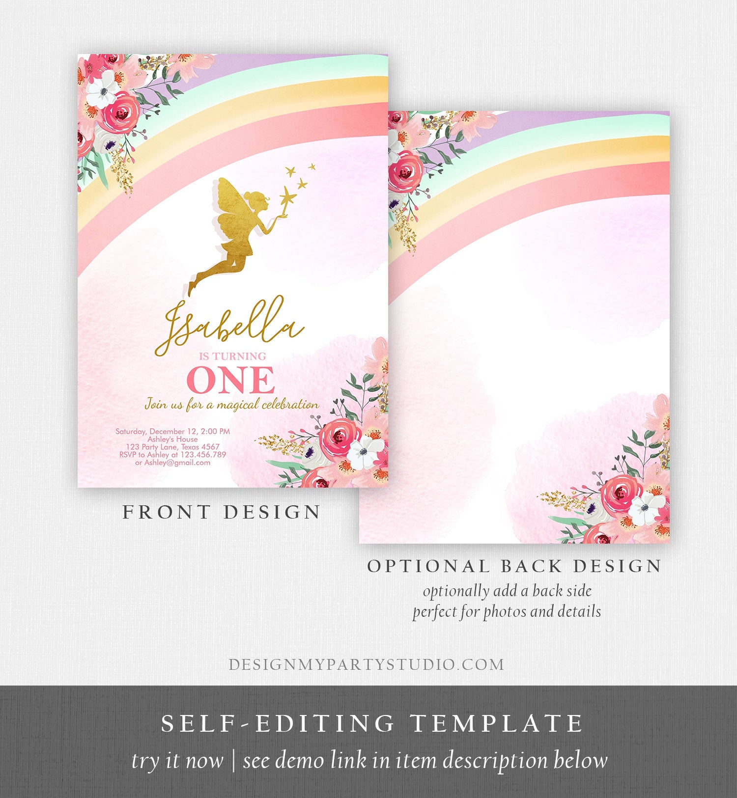 Editable Fairy Birthday invitation Rainbow Fairy Invite Fairy Party Gi - Design My Party Studio editable-fairy-birthday-invitation-rainbow-fairy-invite-fairy-party-gi-design-my-party-studio