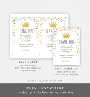 Editable Thank You Card Wild One Thank you Note White Gold Crown Wild Things Boy Birthday Download Printable Template Corjl Digital 0099