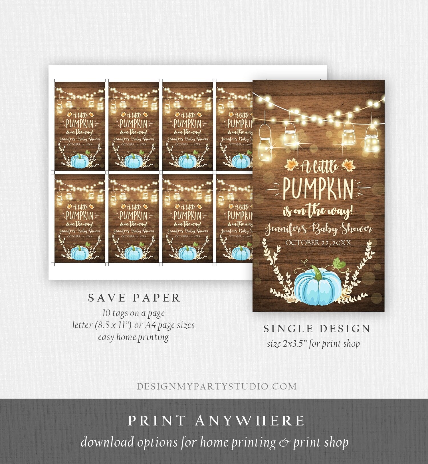Editable Little Pumpkin Favor Tag Thank You Tag Birthday Baby Shower Rustic Wood Fall Autumn Pumpkin Download Corjl Template Printable 0015