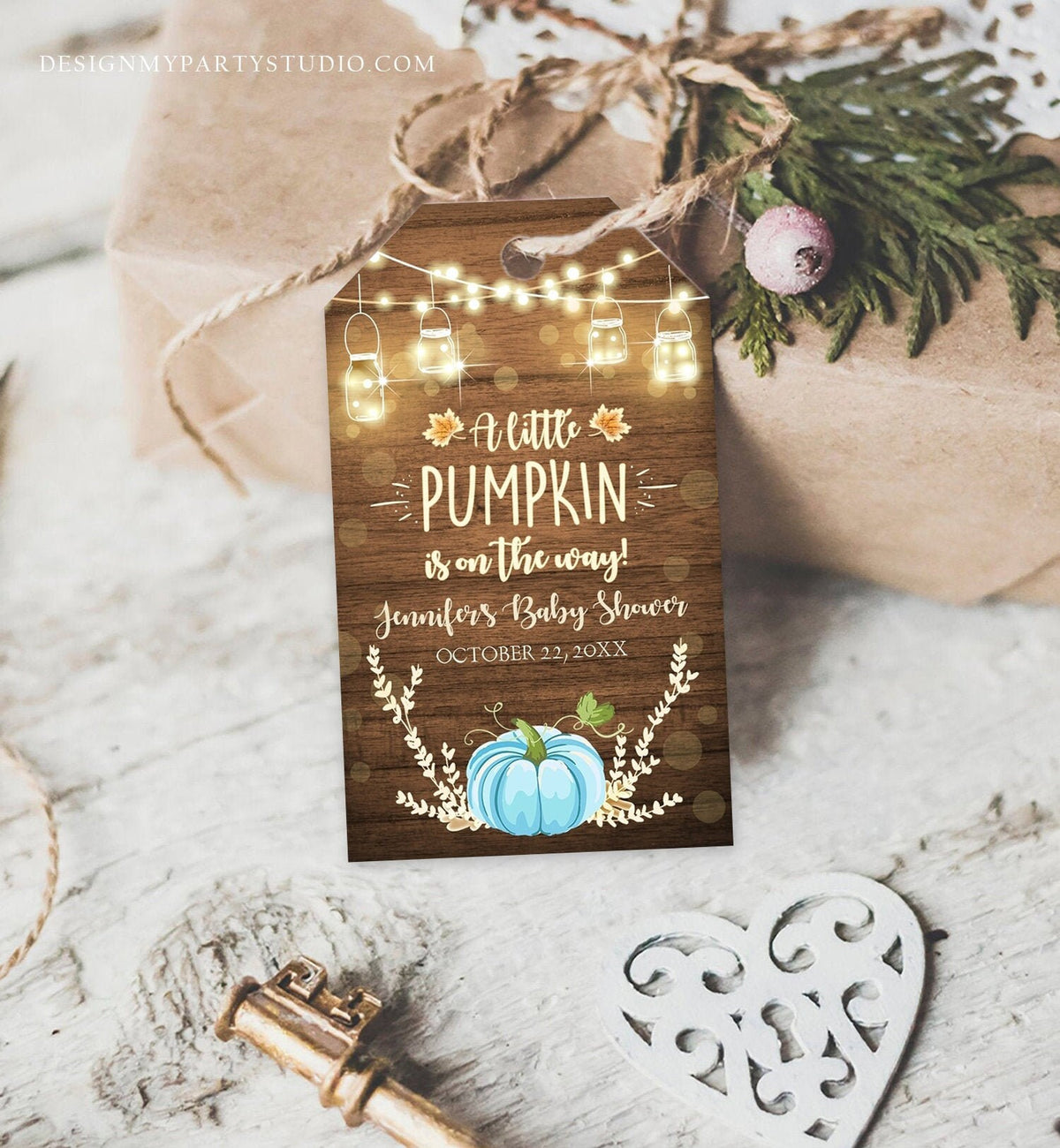 Editable Little Pumpkin Favor Tag Thank You Tag Birthday Baby Shower Rustic Wood Fall Autumn Pumpkin Download Corjl Template Printable 0015