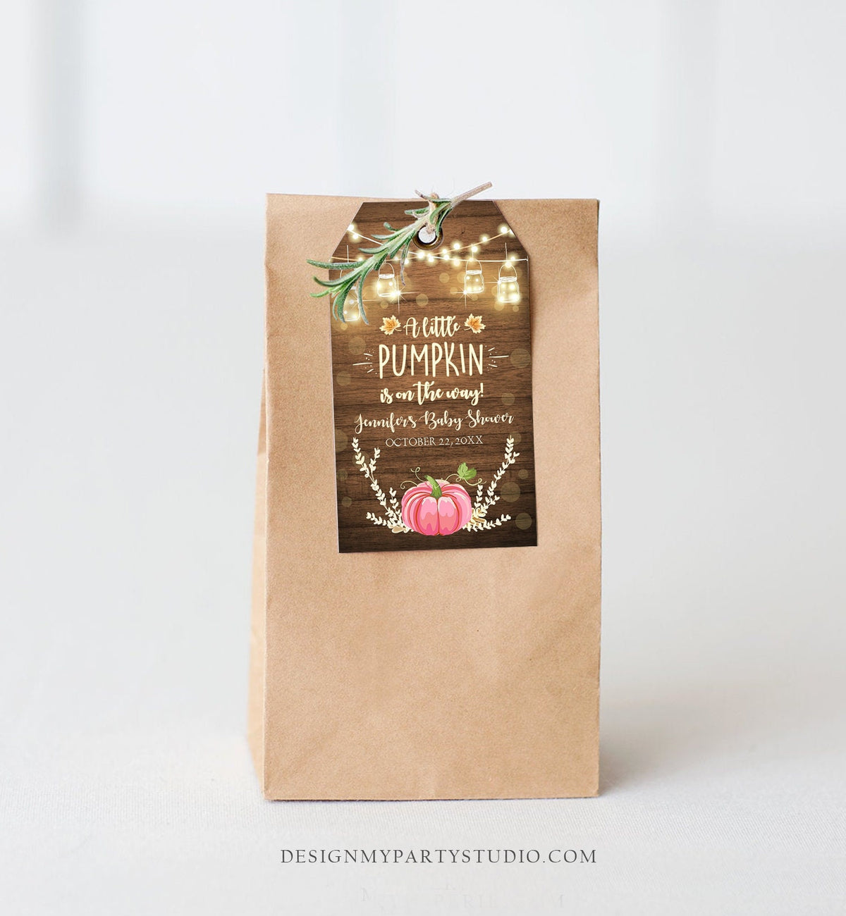 Editable Little Pumpkin Favor Tag Thank You Tag Birthday Baby Shower Rustic Wood Fall Autumn Pumpkin Download Corjl Template Printable 0015