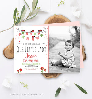 Editable Ladybug Birthday invitation Lady Bug Invite Bug Girl Birthday Pink Summer Instant Download Printable Invitation Template Corjl 0126