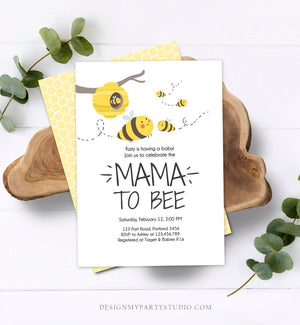 Editable Bee Baby Shower Invitation Mama to Bee Baby Shower Invite Honey Comb Hive Bees Download Printable Template Digital Corjl 0224