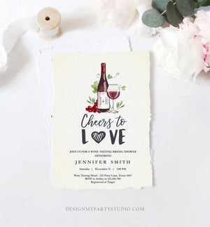 Editable Wine Bridal Shower Invitation Rustic Winery Cheers To Love Country Wine Tasting Couples Download Corjl Template Printable 0234