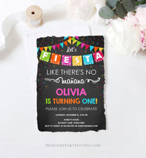 Editable Fiesta Birthday Invitation Let's Fiesta Like There is no Manana Cactus Mexican No Time to Siesta First Birthday Corjl Template 0045