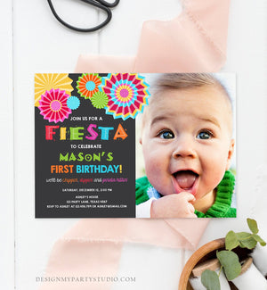 Editable Fiesta Birthday Invitation Let's Fiesta No Time To Siesta Cactus Mexican Boy First Birthday 1st Printable Corjl Template 0045