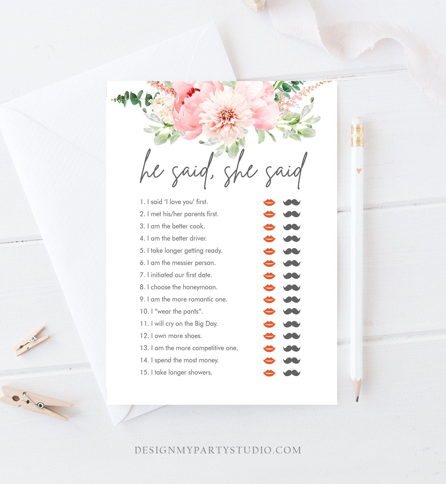 Editable Botanical Bridal Shower Game Bundle Set Flowers Floral Game Pink Peony Greenery Digital Download Corjl Template Printable 0167