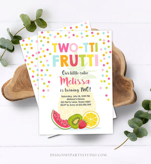 Editable Two-tti Frutti Second Birthday Invitation 2nd Party Fruit Pineapple Orange Melon Tutti Frutti Digital Download Corjl Template 0205