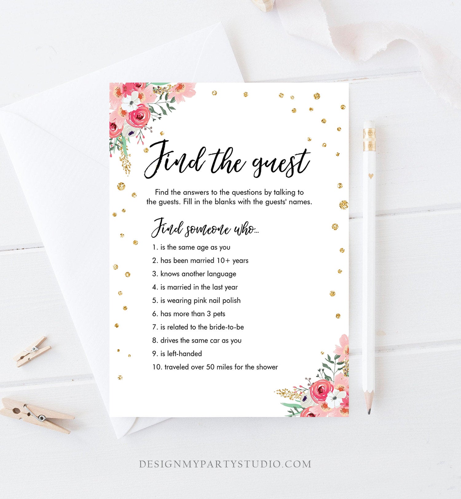 editable-find-the-guest-bridal-shower-game-wedding-shower-activity-pin-design-my-party-studio for Find The Guest Game Free Printable Editable Find the Guest Bridal Shower Game Wedding Shower Activity Pin - Design My Party Studio for Find The Guest Game Free Printable