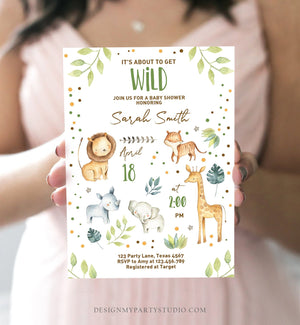 Editable Baby Shower Invitation Jungle Safari Animals Baby Shower Invite Gender Neutral Rustic Wild Download Printable Template Corjl 0164