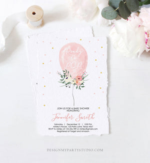 Editable Ready to Pop Baby Shower Invitation Floral Balloon Pink Gold Girl Flowers Instant Download Printable Template Digital Corjl 0221