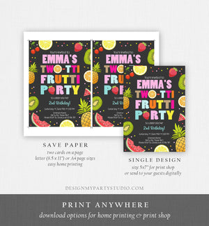 Editable Two-tti Frutti Birthday Invitation Tutti Frutti Party Fruit Tropical Summer Instant Download Printable Template Digital Corjl 0127