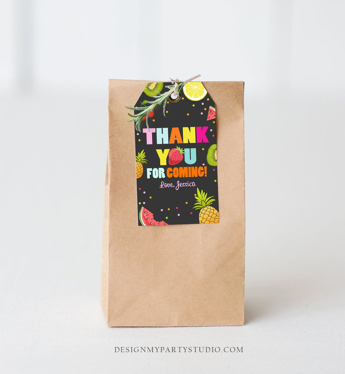 Editable Two-tti Frutti Favor Tag Birthday Tutti Fruity Party Fruit Thank You Tag Tropical Summer Download Printable Digital Corjl 0127