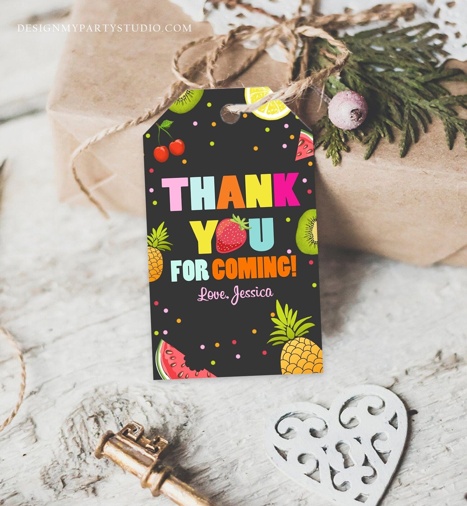 Editable Two-tti Frutti Favor Tag Birthday Tutti Fruity Party Fruit Thank You Tag Tropical Summer Download Printable Digital Corjl 0127