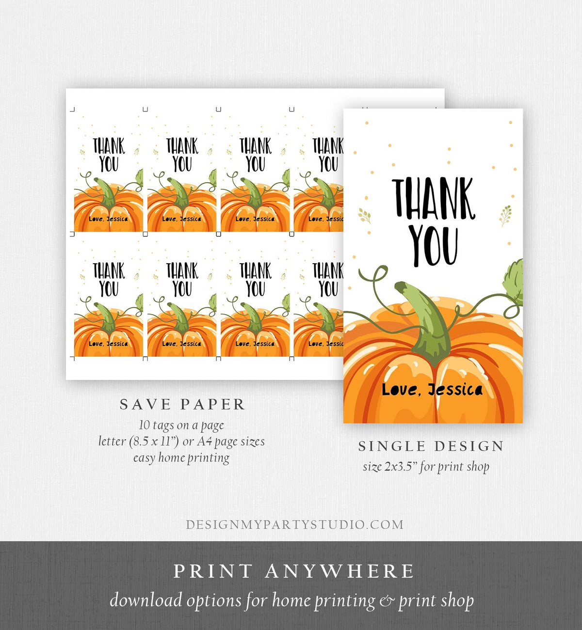 Editable Pumpkin Favor Tags Pumpkin Thank You Birthday Gift Tags Fall Autumn Halloween Shower Carving Friendsgiving Corjl Template 0175