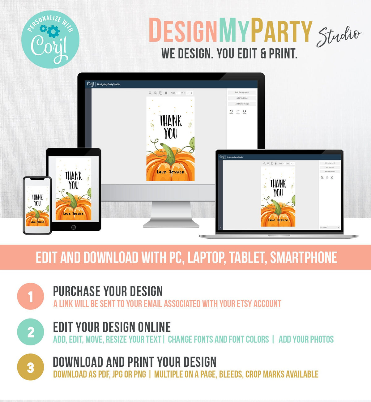 Editable Pumpkin Favor Tags Pumpkin Thank You Birthday Gift Tags Fall Autumn Halloween Shower Carving Friendsgiving Corjl Template 0175