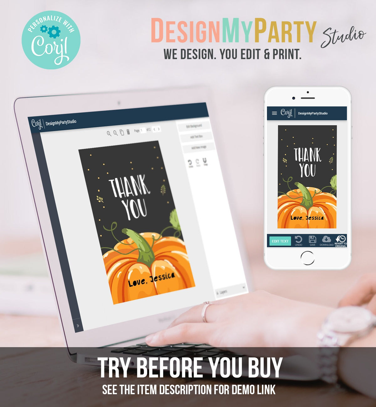 Editable Pumpkin Favor Tags Pumpkin Thank You Birthday Gift Tags Fall Autumn Halloween Shower Carving Friendsgiving Corjl Template 0175