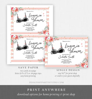 Editable Lingerie Bridal Shower Invitation Blush Pink Gold Bachelorette Party Lingerie Party Download Printable Template Corjl Digital