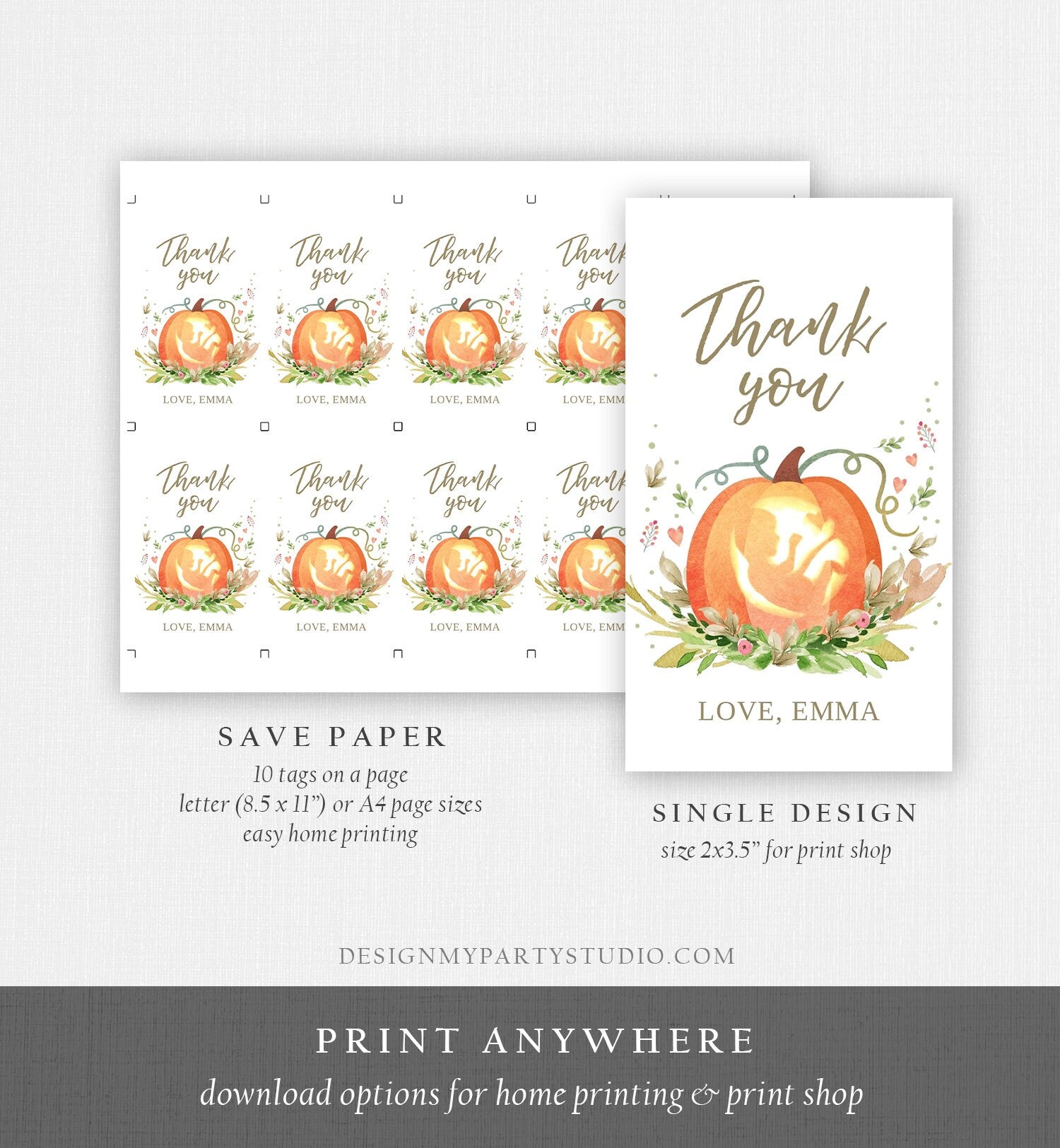 Pumpkin Fall Neutral Baby Shower Wrapping Paper Sheets