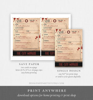 Editable Halloween Bash Invitation for Adults Halloween Party Vintage Toe Tag Invitation Scary Morgue Download Printable Template Corjl