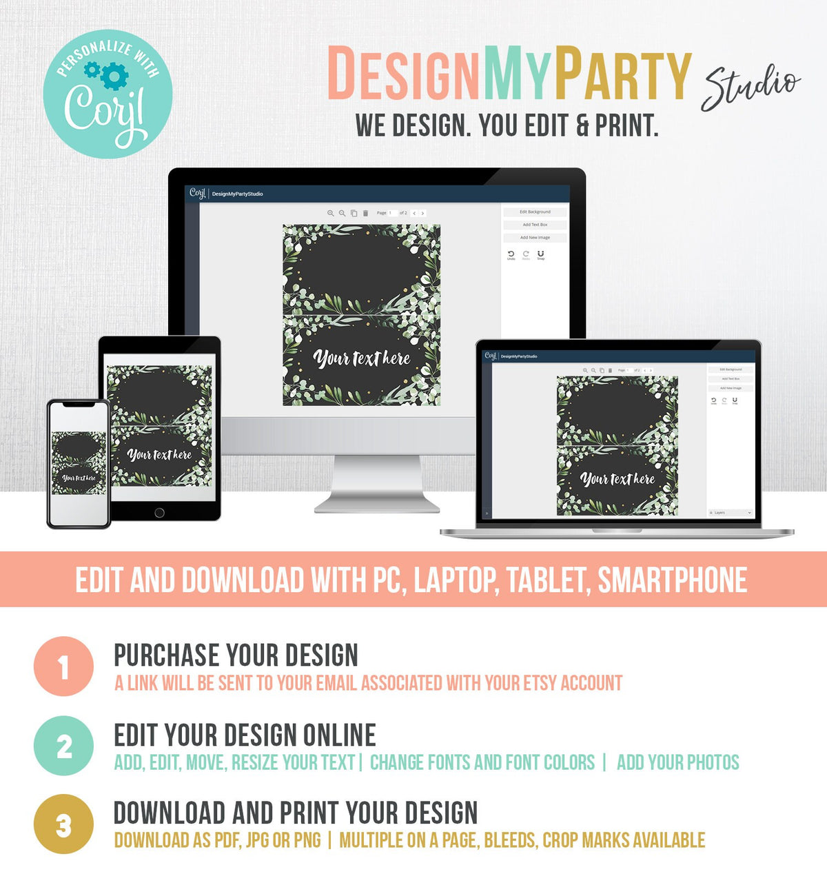 Editable Greenery Place Card Wedding Food Labels Bohemian Tent Cards Escort Card Foliage Seating Card Name Card Printable Corjl 0253