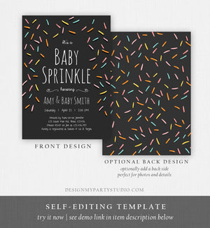 Editable Baby Sprinkle Shower Invitation Baby Shower Coed Shower Gender Neutral Confetti Sprinkles Digital Corjl Template Printable 0216