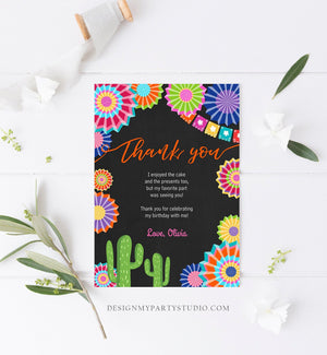 Editable Fiesta Birthday Thank You Card Insert Let's Fiesta Mexican Cactus Thank You Note Download Digital Corjl Template Printable 0236